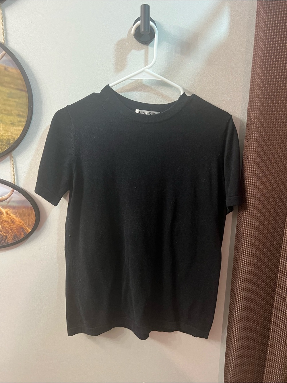 WinterSilks Black Tee with Branded Neck Label